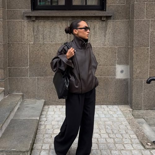 Jaqueta bomber de couro: a moda oversized que vai dominar o inverno de 2026